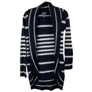 Quinn open front black and white‎ striped cardigan Sz Small